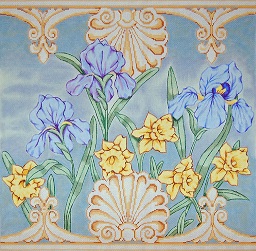 click here to view larger image of Shell Garden / Iris And Jonquils (hand painted canvases)
