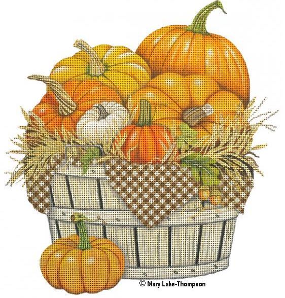 click here to view larger image of Pumpkin Basket (hand painted canvases)
