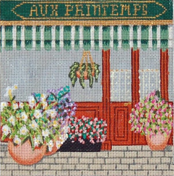 click here to view larger image of French Scenes - Flower Shop (hand painted canvases)