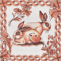 click here to view larger image of Toile - Brown Bunnies (hand painted canvases)
