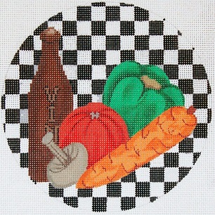 click here to view larger image of Wall Clock - Wine And Veggies (hand painted canvases)
