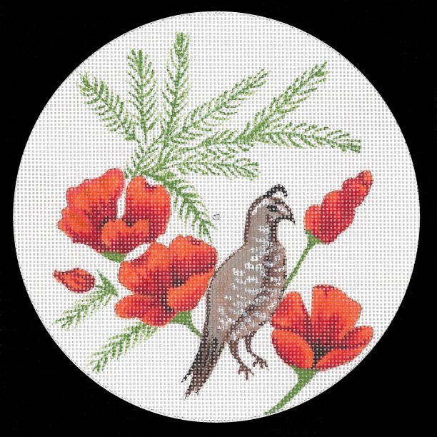 click here to view larger image of State Plant And Bird Ornament - California (hand painted canvases)