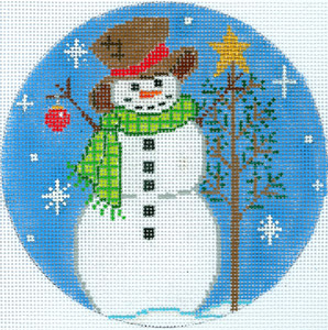 click here to view larger image of Snowman with Tree and Ornament (hand painted canvases)