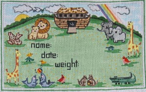 click here to view larger image of Noah's Ark - Birth Announcement - With Giraffe and Animals (hand painted canvases)