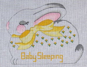 click here to view larger image of Sleepy Bunny - "Baby Sleeping" - Yellow Bow (hand painted canvases)