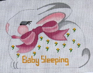click here to view larger image of Sleepy Bunny - "Baby Sleeping" - Pink Bow (hand painted canvases)