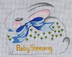 click here to view larger image of Sleepy Bunny - "Baby Sleeping" - Blue Bow (hand painted canvases)