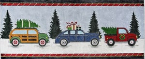 click here to view larger image of Vintage Christmas Cars (hand painted canvases)