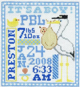 click here to view larger image of It's a Boy Sampler - Baby Info not included in price (hand painted canvases)