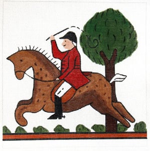 click here to view larger image of Hunt Pillow - Horse and Tree (hand painted canvases)