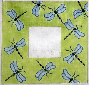 click here to view larger image of Iridescent Dragonflies - Lime Background (hand painted canvases)
