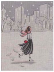 click here to view larger image of Ice Skater with Cityscape (hand painted canvases)