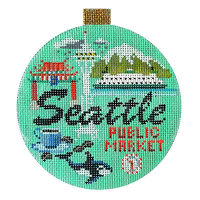 click here to view larger image of Seattle - Travel Round (hand painted canvases)