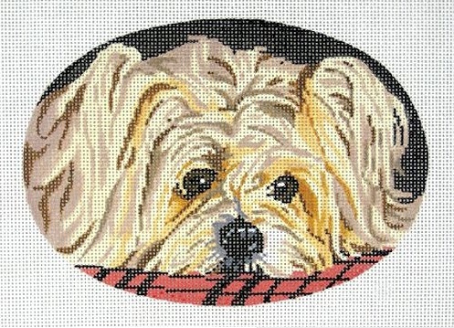 click here to view larger image of Silky Terrier Oval (hand painted canvases)