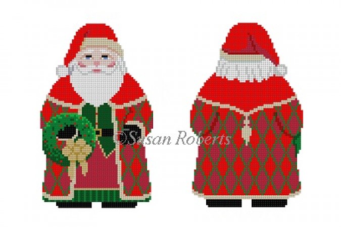 click here to view larger image of Santa w/Wreath Two Sided (hand painted canvases)