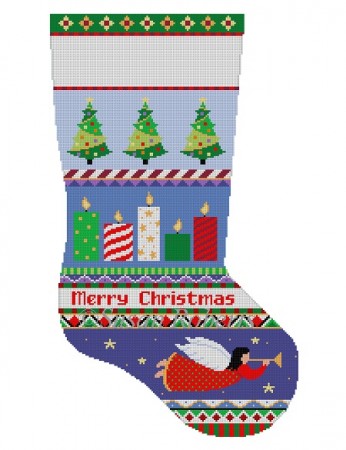 click here to view larger image of Bold Stripes Candles Stocking (hand painted canvases)