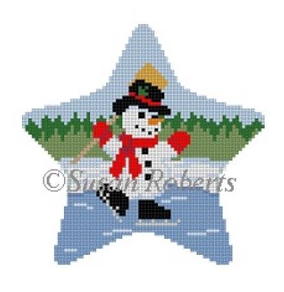 click here to view larger image of Snowman Dancing on Ice Star (hand painted canvases)