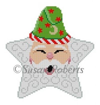 click here to view larger image of Santa Face Star (hand painted canvases)