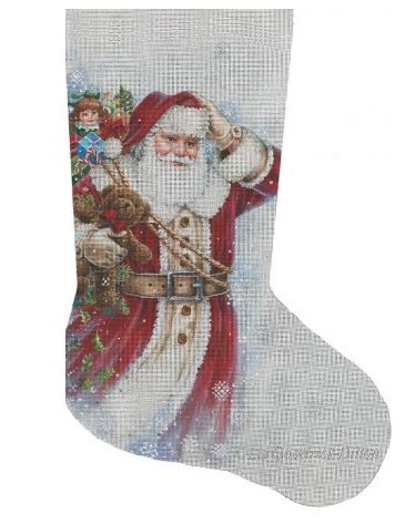 click here to view larger image of Blizzard Santa Stocking (hand painted canvases)