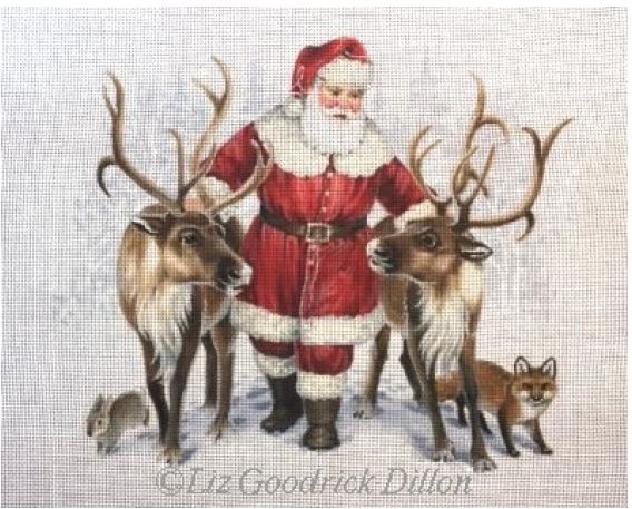 click here to view larger image of Santa and Reindeer Friends (hand painted canvases)