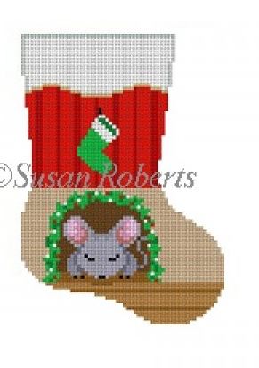 click here to view larger image of Sleeping Mouse mini sock (hand painted canvases)