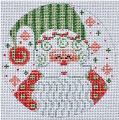 click here to view larger image of Santa with Stripes Ornament (hand painted canvases)