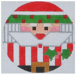 click here to view larger image of Striped Santa Ornament (hand painted canvases)