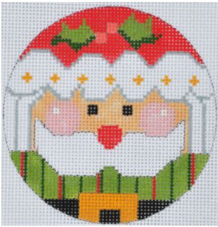 click here to view larger image of Striped Santa Ornament (hand painted canvases)