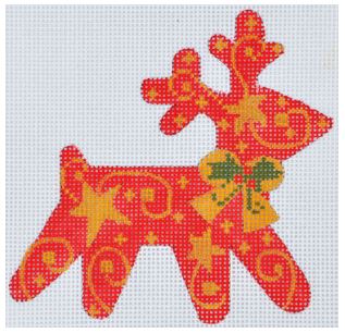 click here to view larger image of Stars Reindeer Ornament (hand painted canvases)