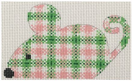 click here to view larger image of Pink/Green Plaid Mouse (hand painted canvases)