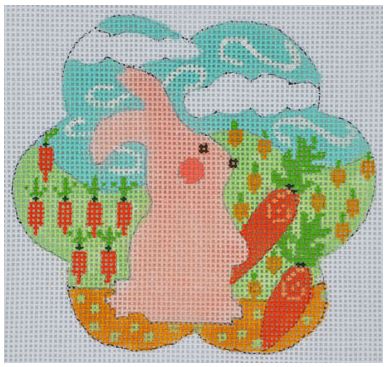 click here to view larger image of Pink Bunny with Carrots (hand painted canvases)