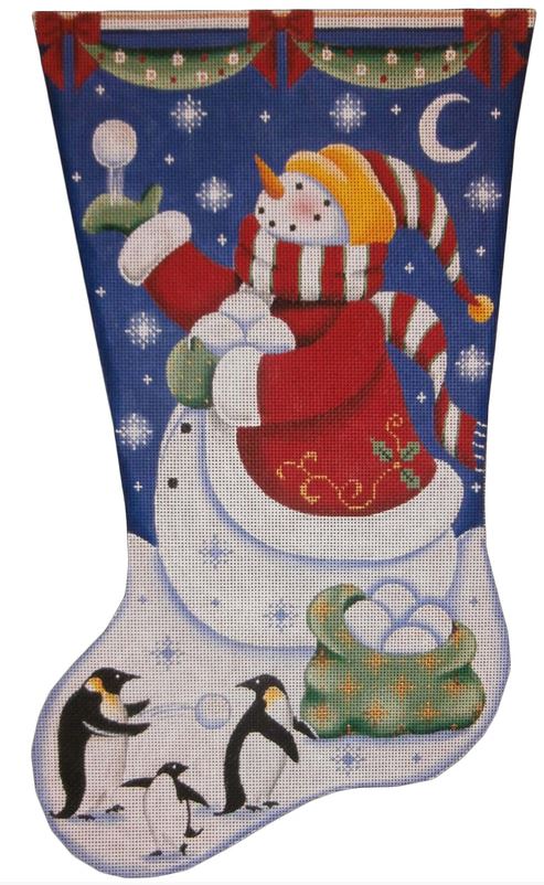 click here to view larger image of Snowballs Stocking (hand painted canvases)