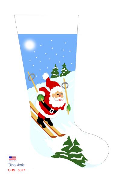 click here to view larger image of Skiing Santa - 18M (printed canvas)