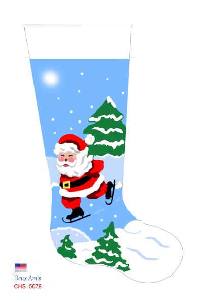 click here to view larger image of Skating Santa - 18M (printed canvas)