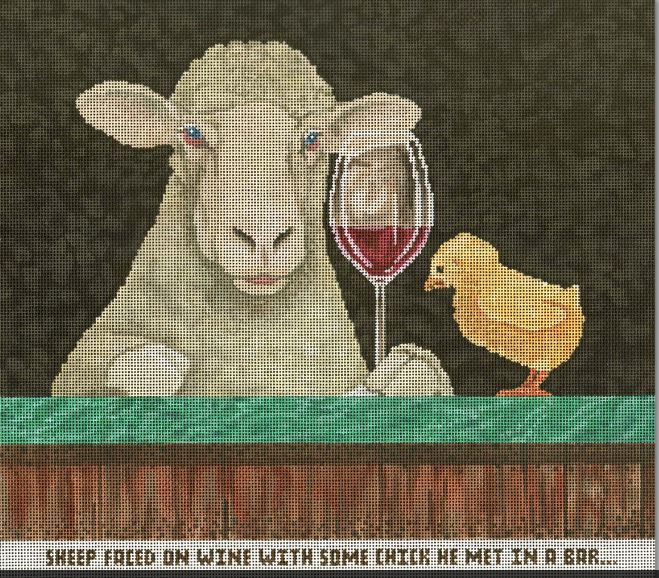 click here to view larger image of Sheep Faced at a Bar with Some Chick  (hand painted canvases)