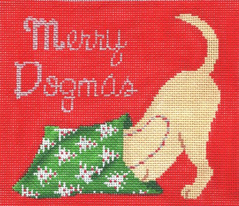 click here to view larger image of Merry Dogmas - Yellow Lab  (hand painted canvases)