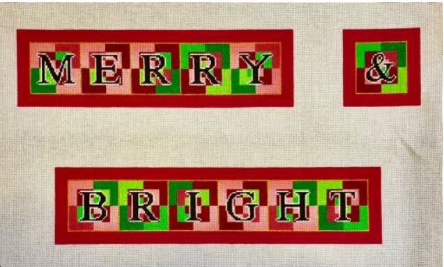click here to view larger image of Merry & Bright Block Letters   (hand painted canvases)