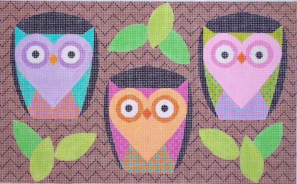 click here to view larger image of Hoot Owl Trio   (hand painted canvases)