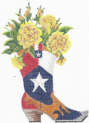click here to view larger image of Yellow Rose O' Texas in a Boot (hand painted canvases)