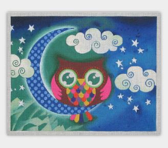 click here to view larger image of Fanicful Owl w/Stitch Guide (hand painted canvases)