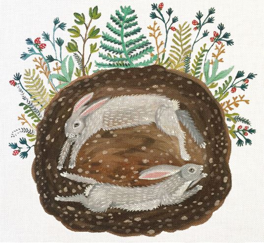 click here to view larger image of Bunnies in the Burrow (hand painted canvases)