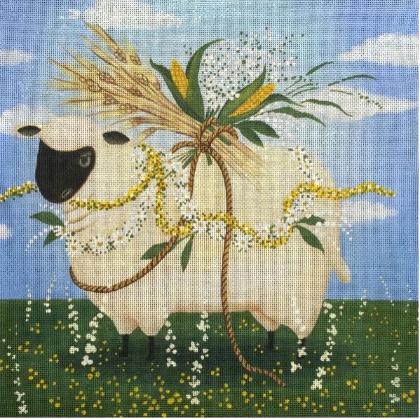 click here to view larger image of Daisy & Corn Lamb  (hand painted canvases)