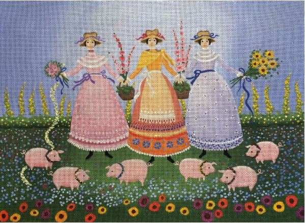 click here to view larger image of Sunday Afternoon With Pigs (hand painted canvases)