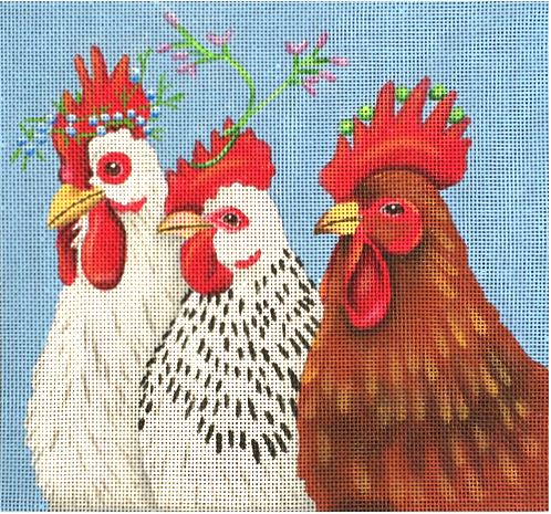 click here to view larger image of 3 Roosters (hand painted canvases)
