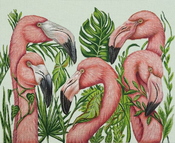 click here to view larger image of Flamingos  (hand painted canvases)