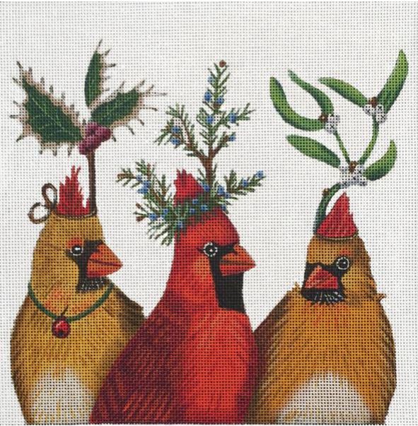 click here to view larger image of Christmas Cardinals  (hand painted canvases)