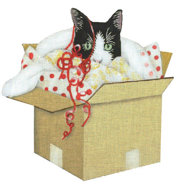 click here to view larger image of Christmas Kitty Box (hand painted canvases)