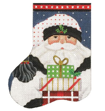 click here to view larger image of White Santa Mini Stocking (hand painted canvases)