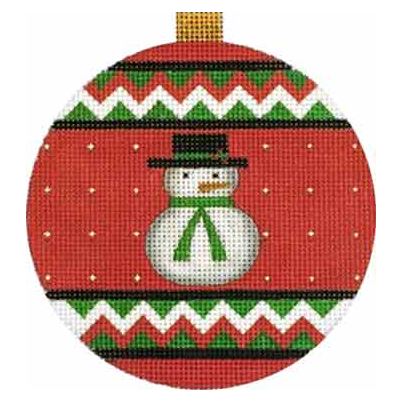 click here to view larger image of Red Snowman Ornament (hand painted canvases)