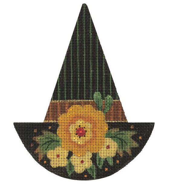 click here to view larger image of Witch Hat - Big Gold Flower (hand painted canvases)